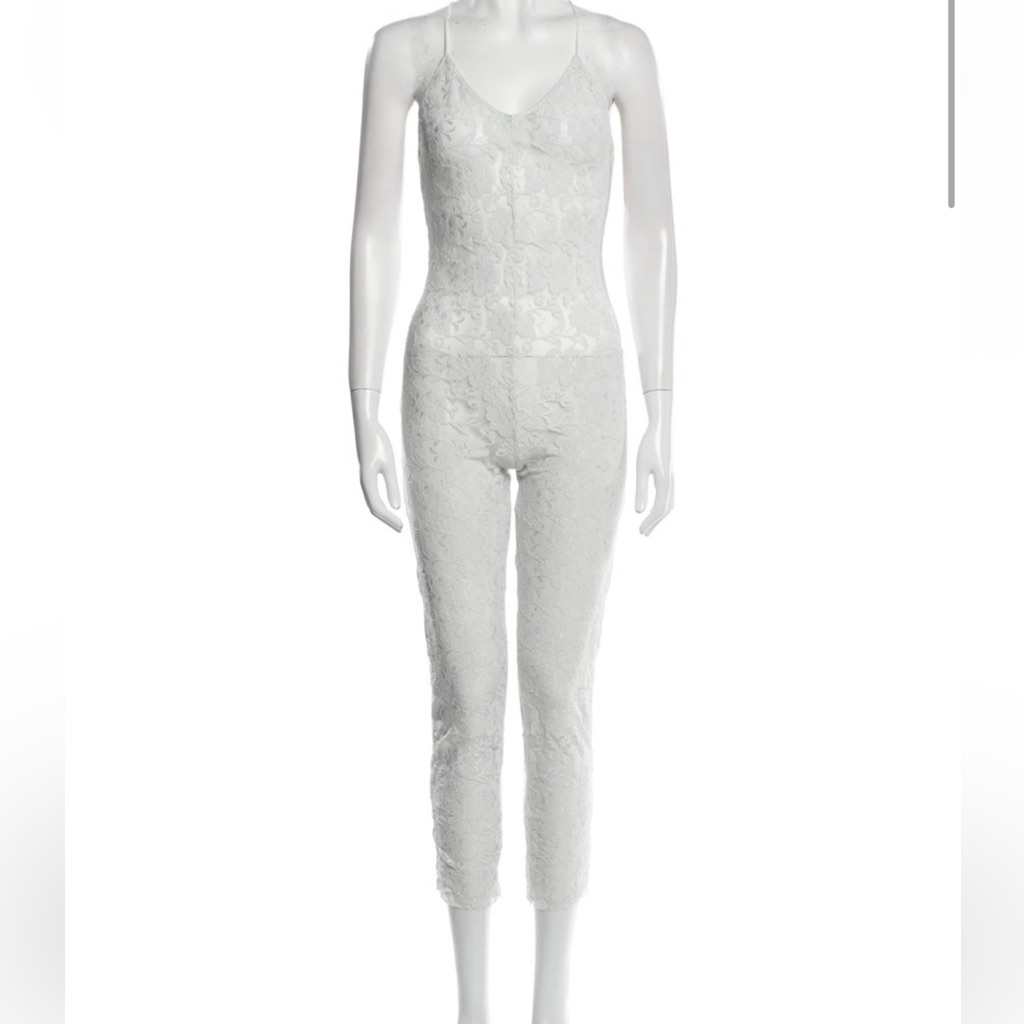 Norma Kamali White Lace Jumpsuit